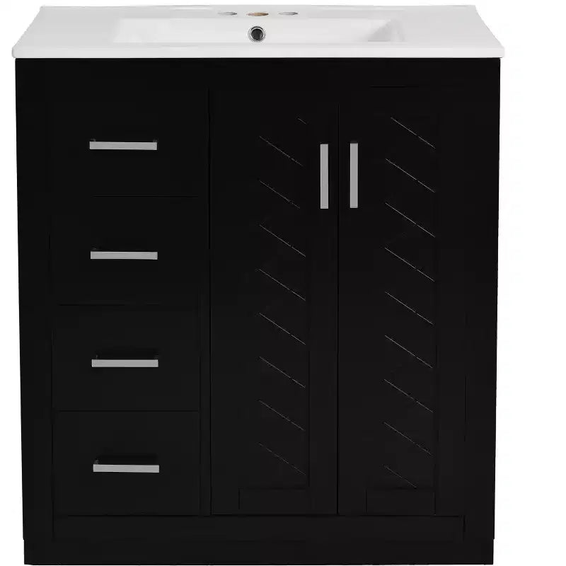 30 Zoll Einzelwaschtisch-Badschrank mit Unterschrank und 3 Schubladen – Schwarz / Blau / Grün / Indigo / Weiß