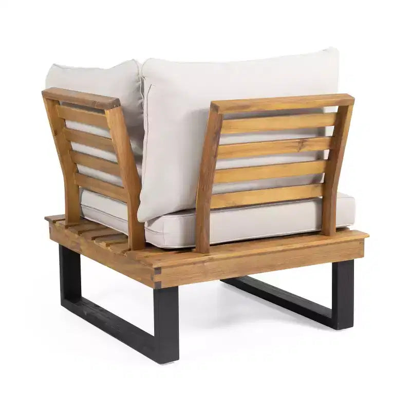 L-förmiges Outdoor-Sofa-Set, Terrassen-Freizeit-Lounge-Set, Garten-Gesprächs-Sitzgruppe mit Couchtisch und wasserabweisendem Kissen – ModernLuxe
