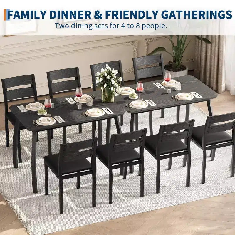 5-teiliges Küchen-Tisch- und Stuhlset mit Metallrahmen und abgeschrägtem Design