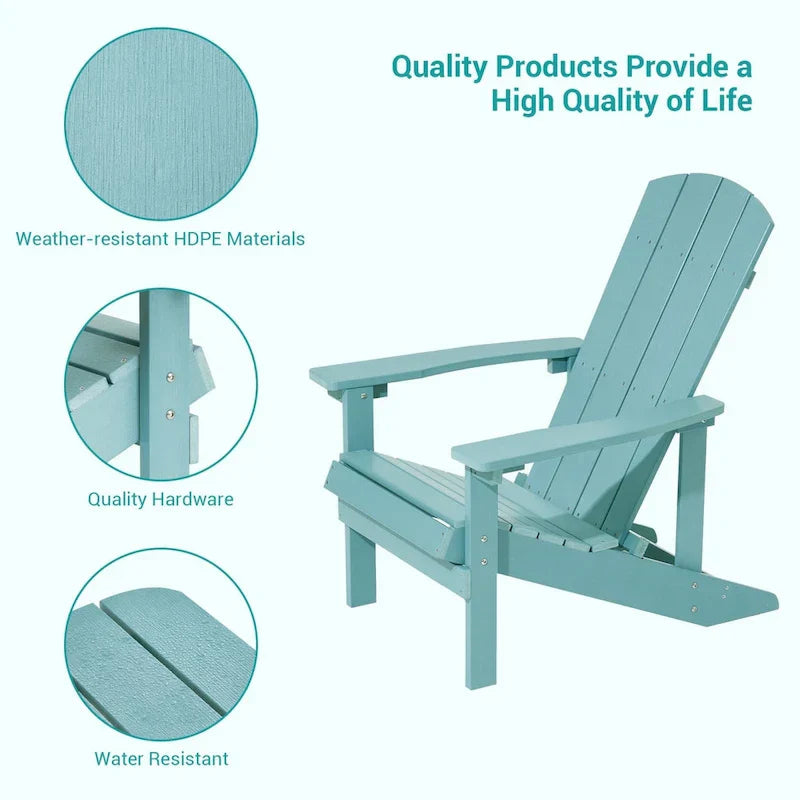 Bonosuki Wetterfeste Outdoor-Adirondack-Stühle aus Holz – 4er-Set
