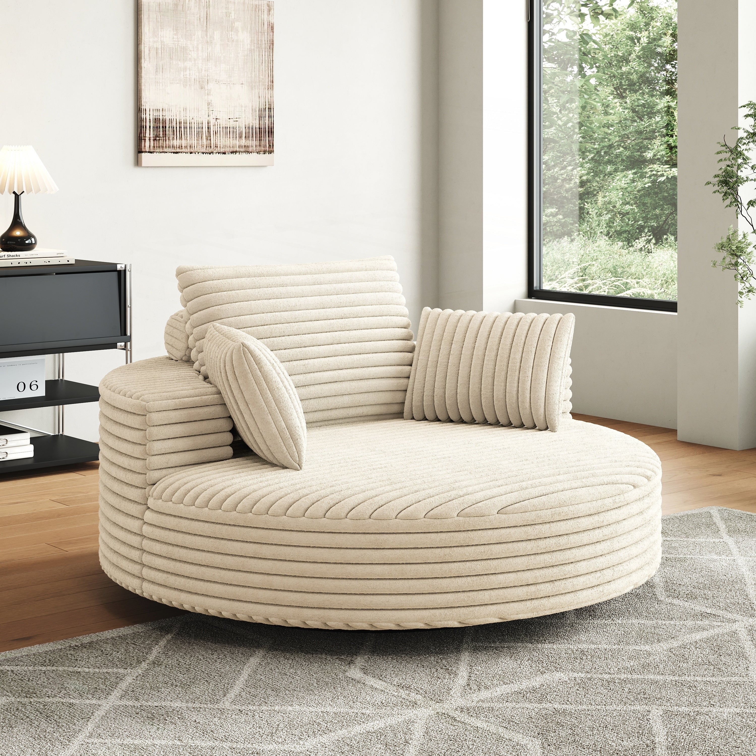 Einzelsessel aus Kord-Chenille-Schaumstoff, drehbar