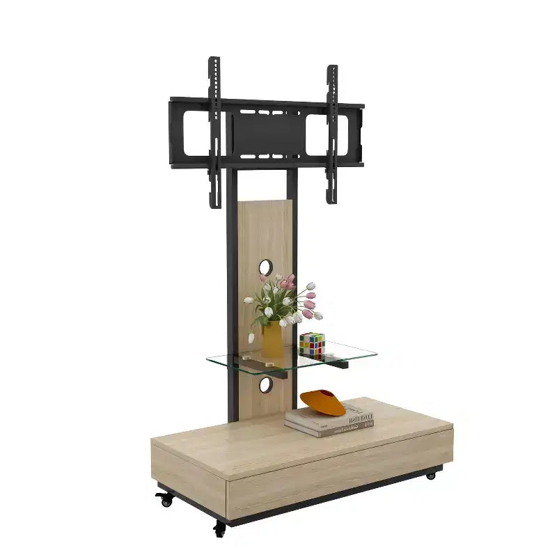 TV-Ständer für 32-75-Zoll-Fernseher, höhenverstellbarer mobiler TV-Wagen mit Schublade und Rollen für Wohnzimmer, Schlafzimmer, Büros -ModernLuxe