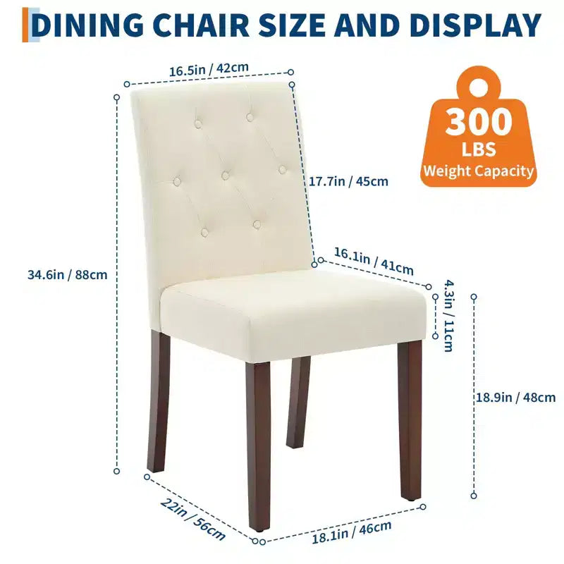 Parsons Esszimmerstühle mit Knopfheftung, 6er/4er-Set – Polsterstühle aus Stoff mit Holzbeinen & gepolsterten Sitzen – Wohnzimmer- und Küchenmöbel