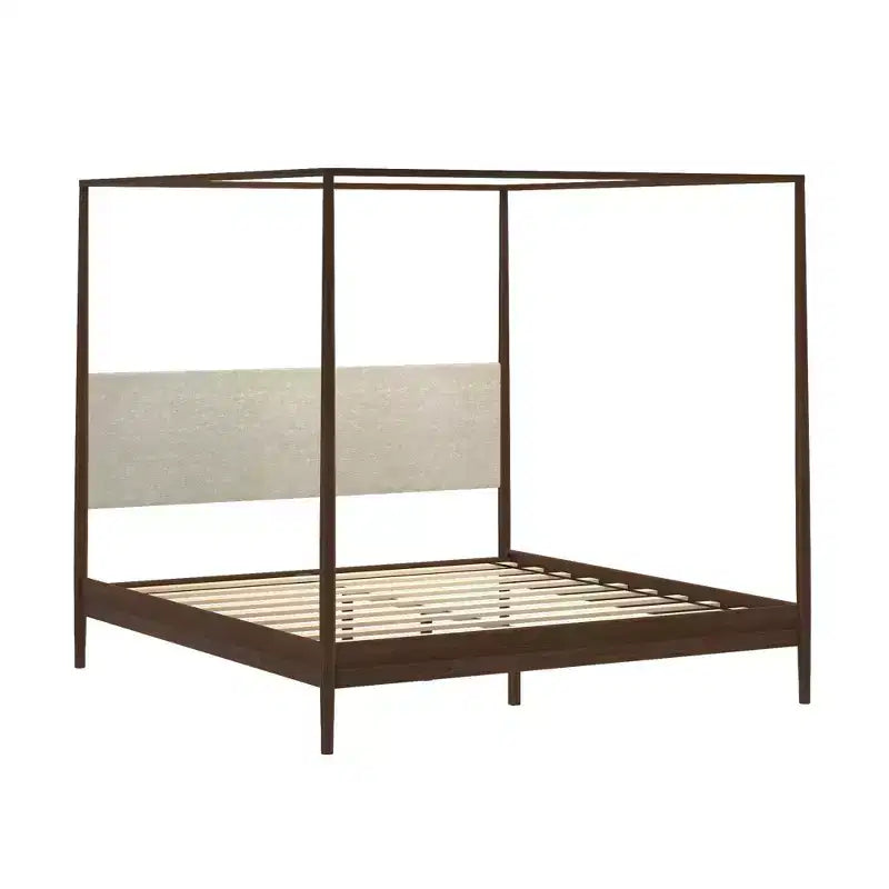 Harbor King Himmelbett mit gepolstertem Kopfteil, Blonde/Swiss Coffee (MD2411-01)