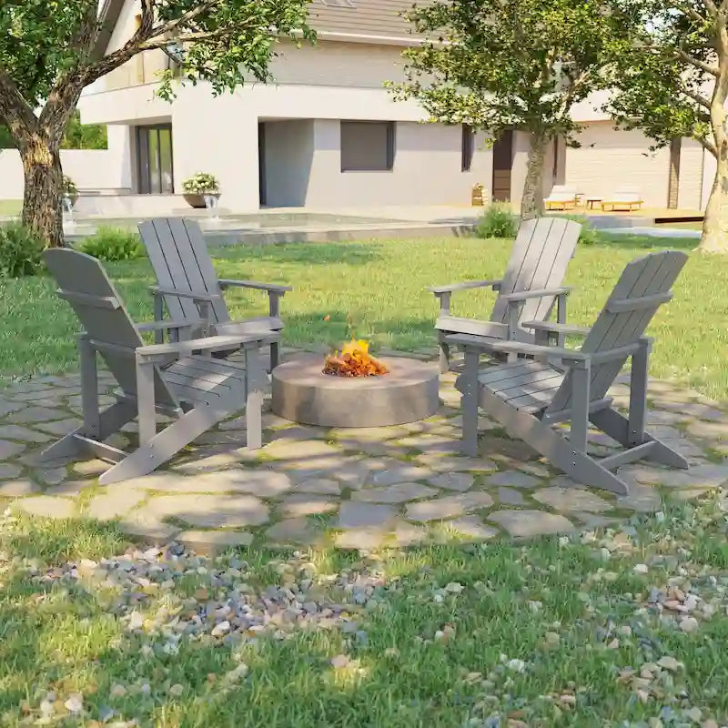 Bonosuki Wetterfeste Outdoor-Adirondack-Stühle aus Holz – 4er-Set