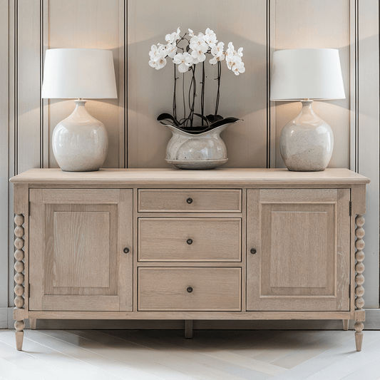 2-türiges Sideboard mit 3 Schubladen aus Eiche