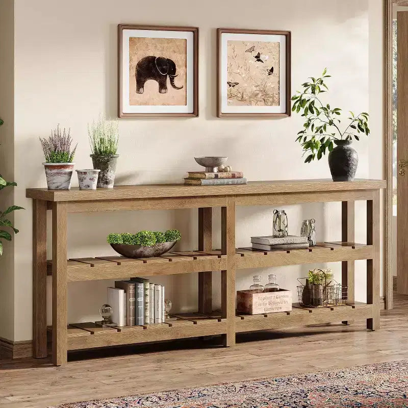 Tribesigns 70.86 extra lange Konsolentisch, Bauernhaus-Stil 3-stöckiger Eingangstisch, Holz-Sofa-Tisch hinter der Couch für Wohnzimmer, Flur, Foyer