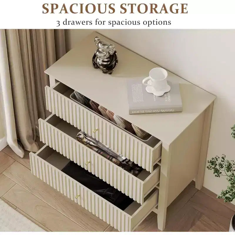 Heynemo Kommode mit 3 Schubladen, lackiert, 76 cm hoher Holz-Nachttisch mit Stauraum, breite moderne Kommode mit Kugelauszug