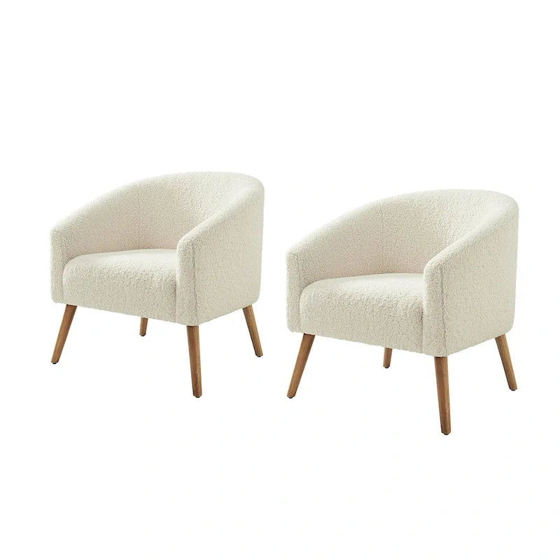 Sheila Moderner 30 W Bouclé-Sessel mit Massivholzbeinen, 2er-Set von HULALA HOME