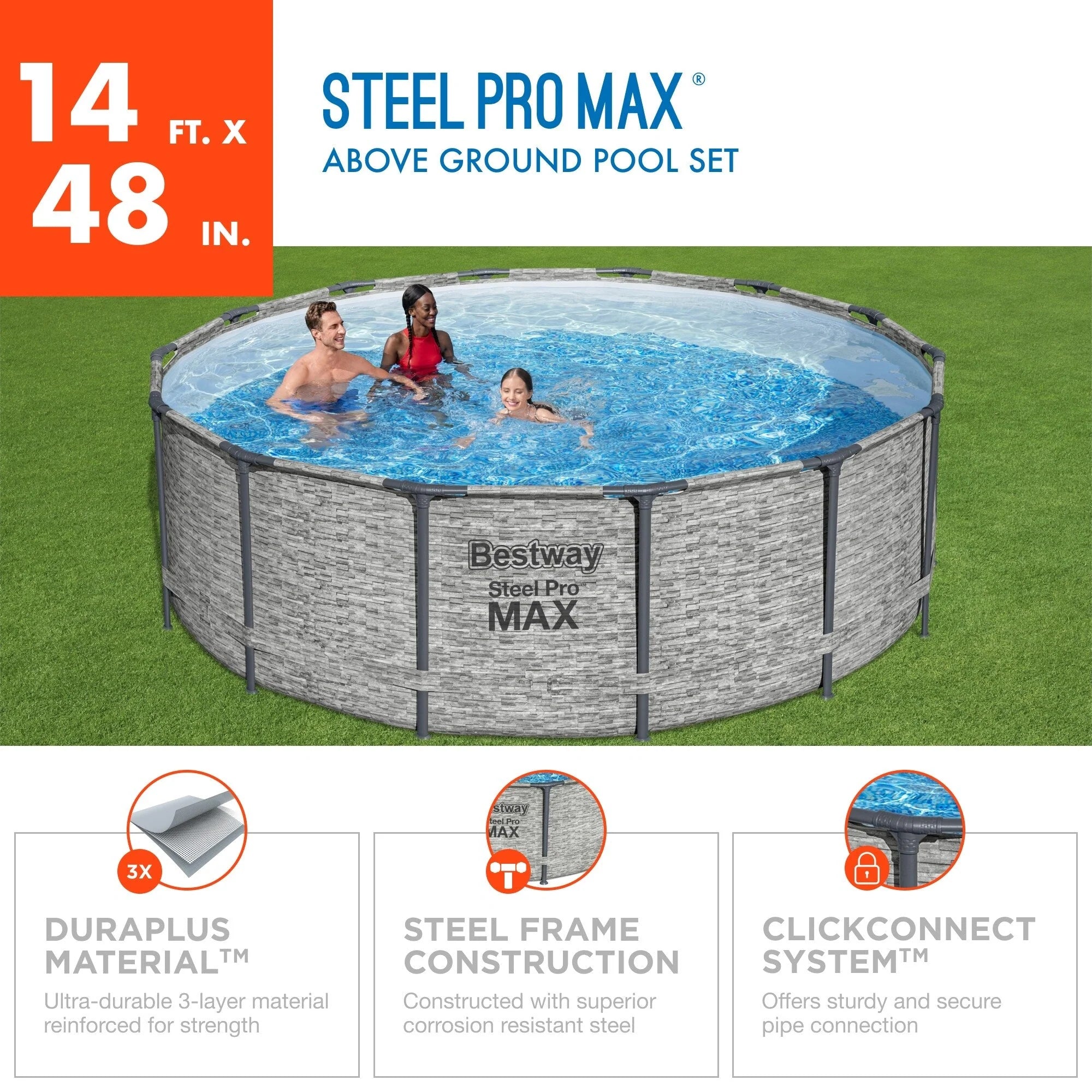 Bestway Steel Pro MAX Rundschwimmbecken Aufstellpool mit Pumpe & Abdeckung