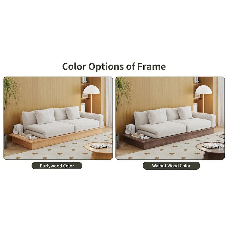 JASIWAY Modernes Sofa aus Massivholz mit Polsterung aus Baumwollleinen