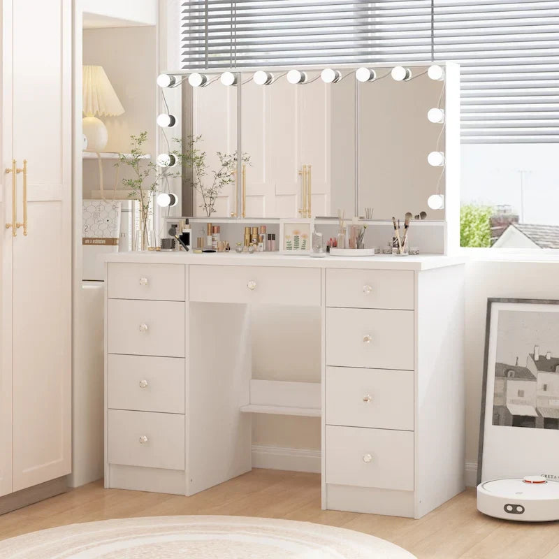 Luxuriöser LED-Schminktisch mit 9 Schubladen Elegante Schminkstation