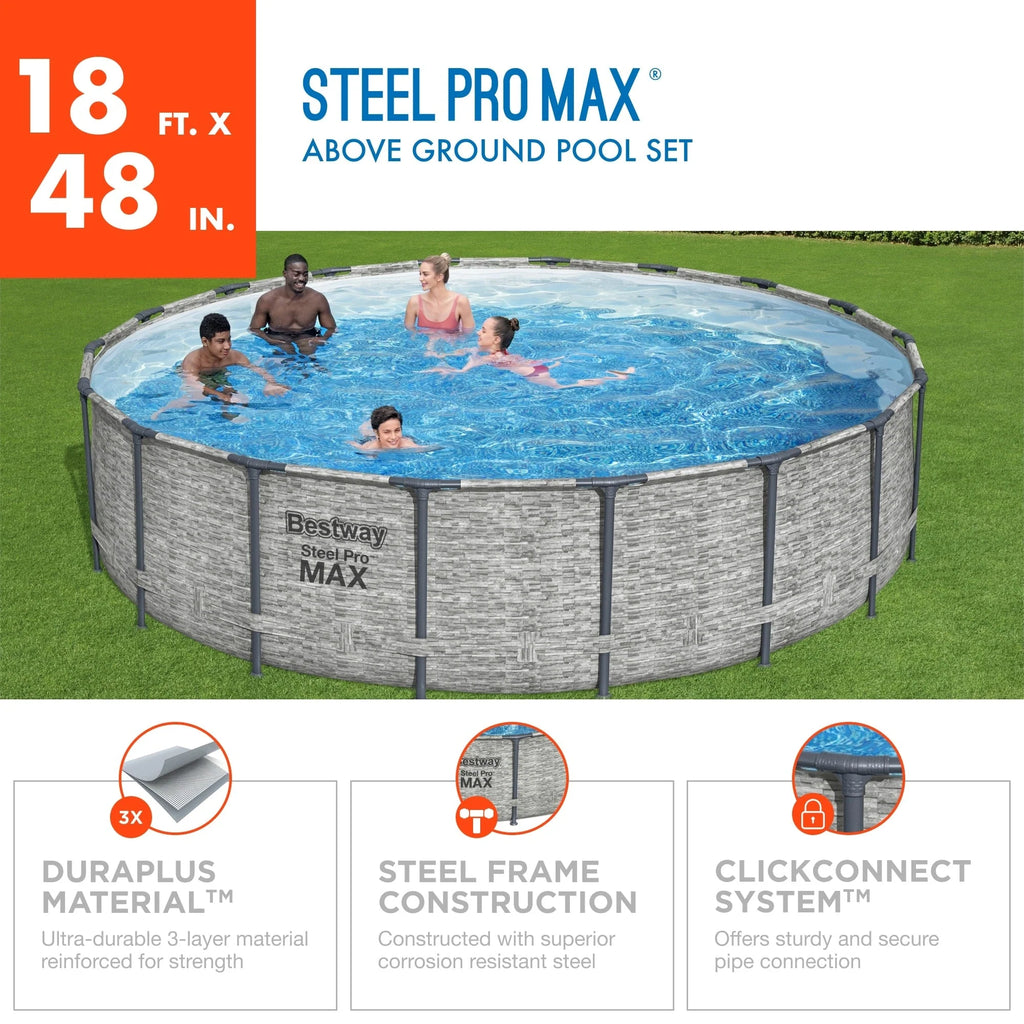 Bestway Steel Pro MAX Rundschwimmbecken Aufstellpool mit Pumpe & Abdeckung