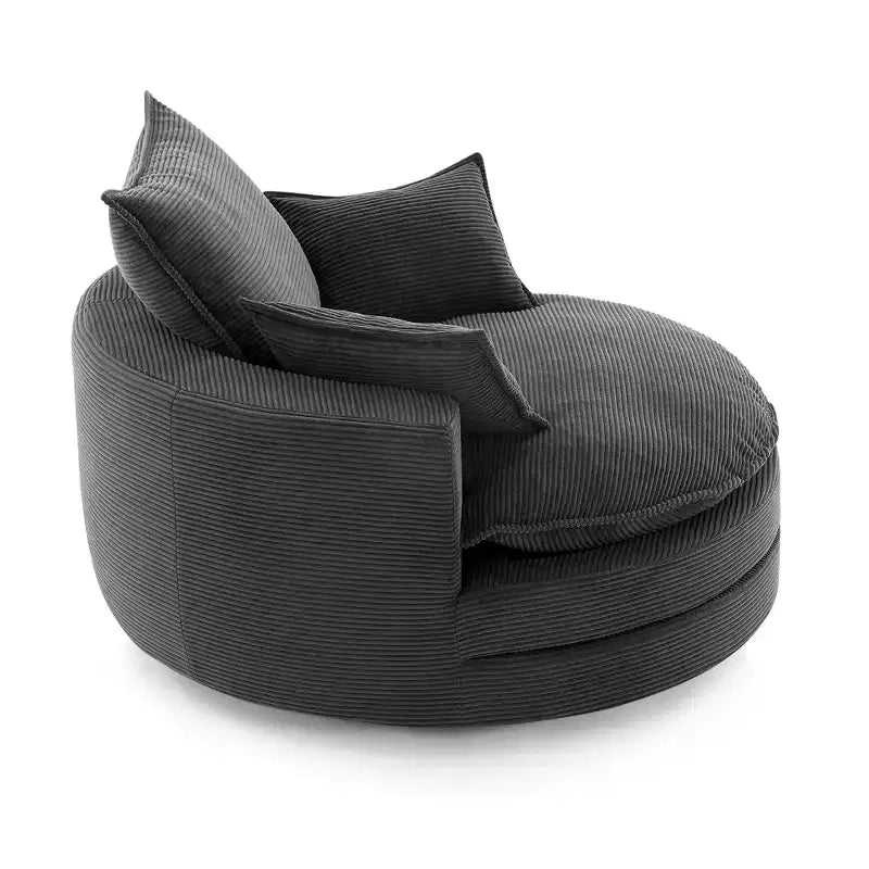 360° drehbarer Loungesessel, drehbarer runder Fass-Sessel mit Kissen für das Wohnzimmer