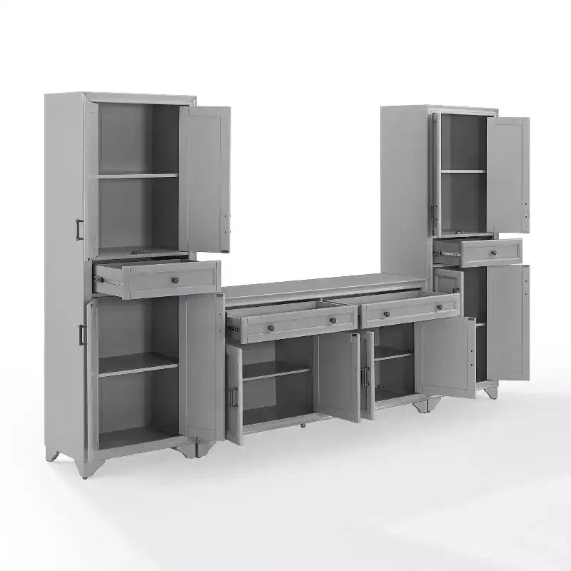 3-teiliges Tara Sideboard- und Vorratsschrank-Set im Used-Look - Crosley