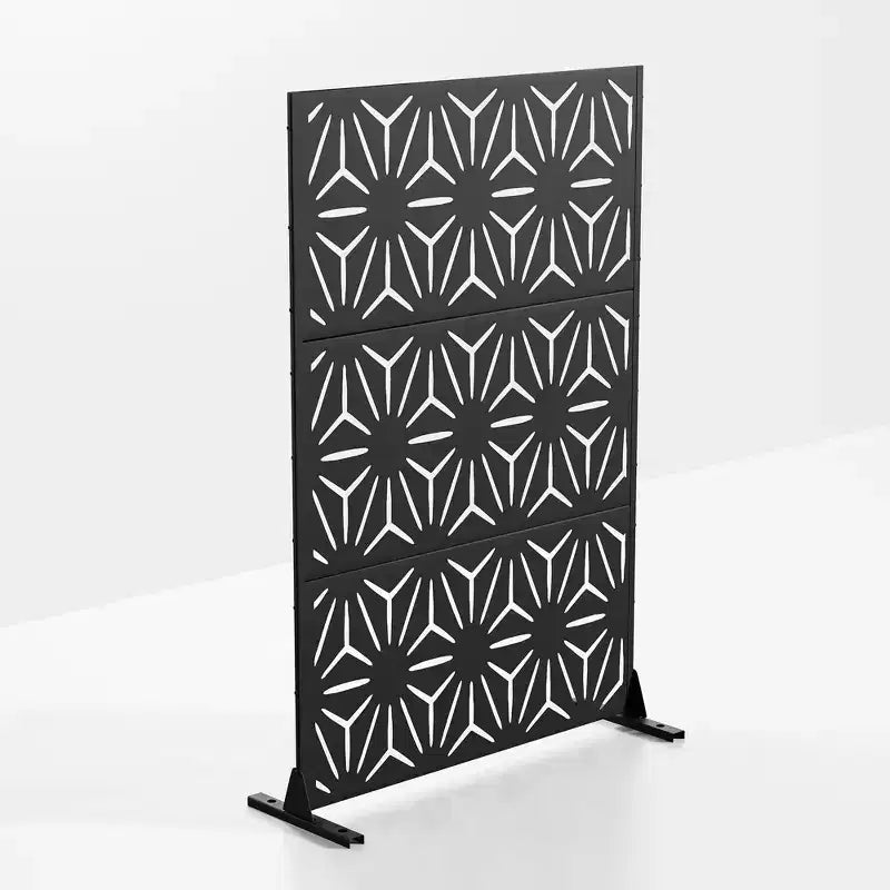 Stern 01 Sichtschutzwand aus schwarz verzinktem Stahl 183x120x40cm