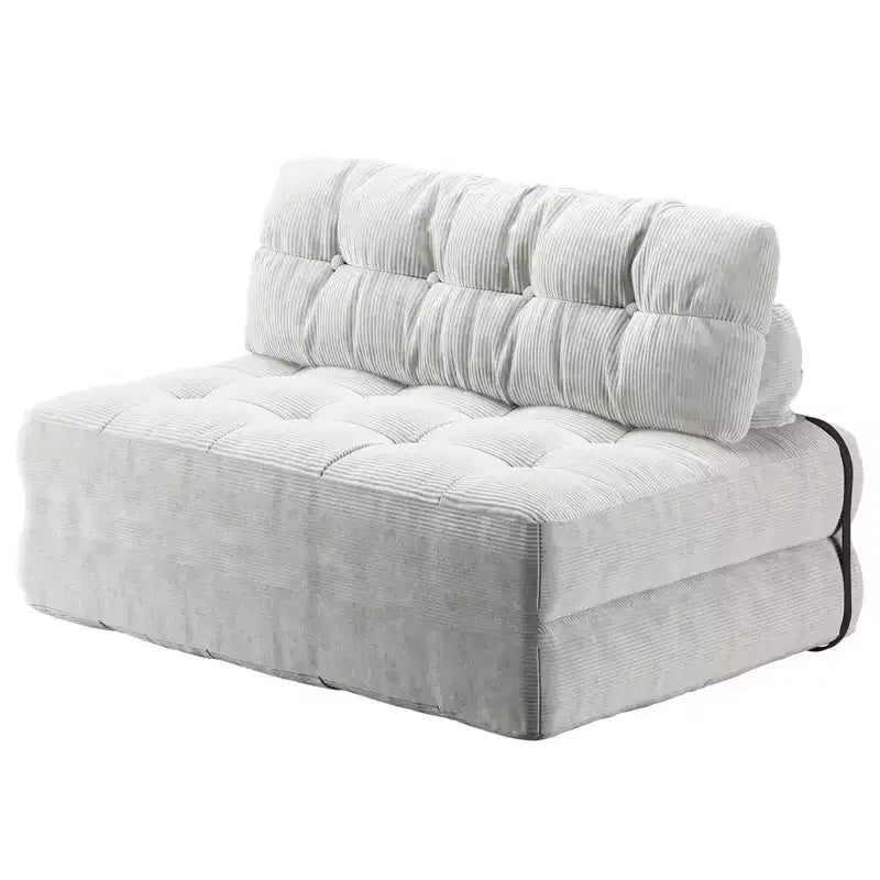 Klappbares Cord-Schlafsofa Futon, wandelbarer Bodenschlafsessel mit Kissen & Rückenlehne