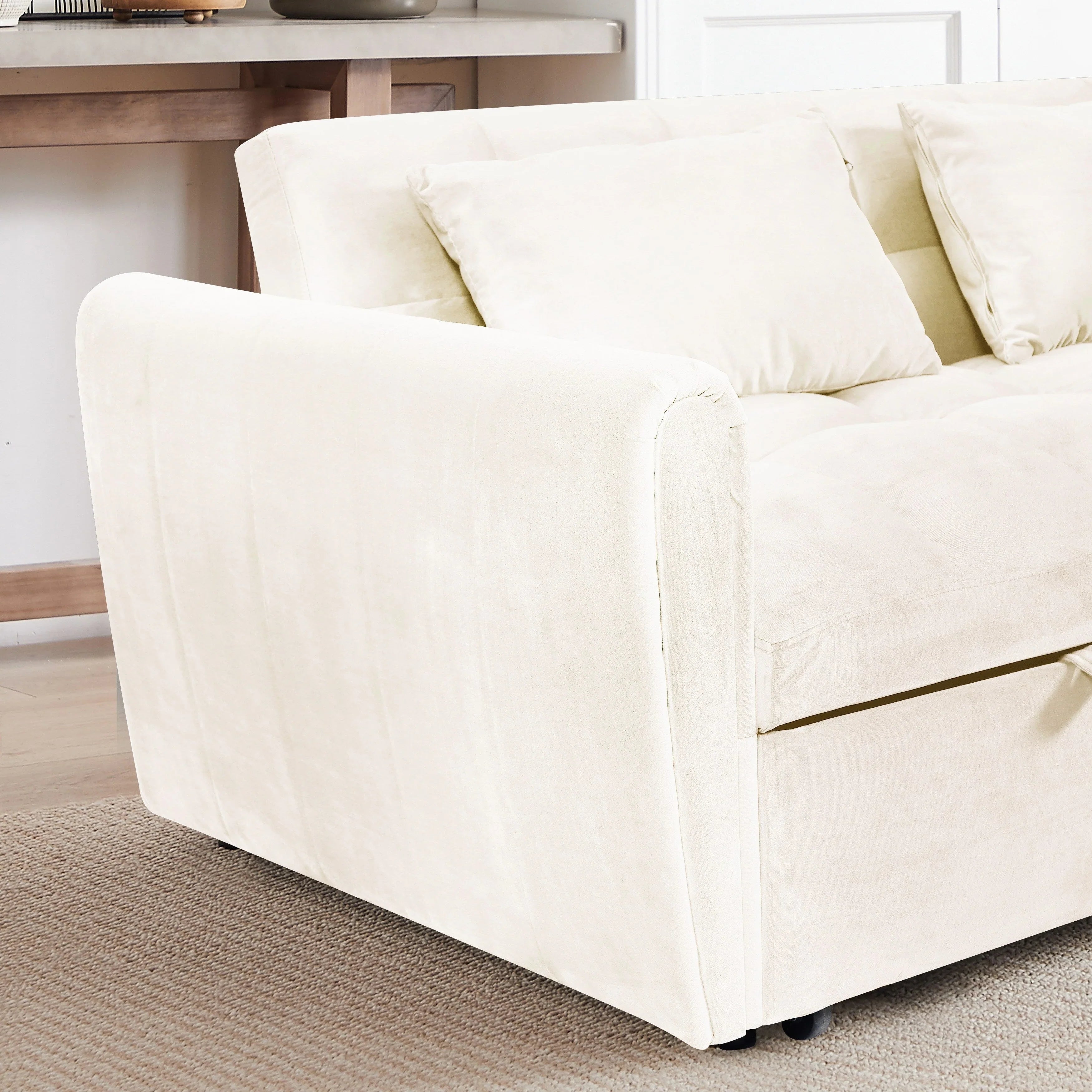 64.96 Samt 3-in-1-Schlafsofa mit verstellbarer Rückenlehne, Aufbewahrungstasche und 227 kg Tragkraft