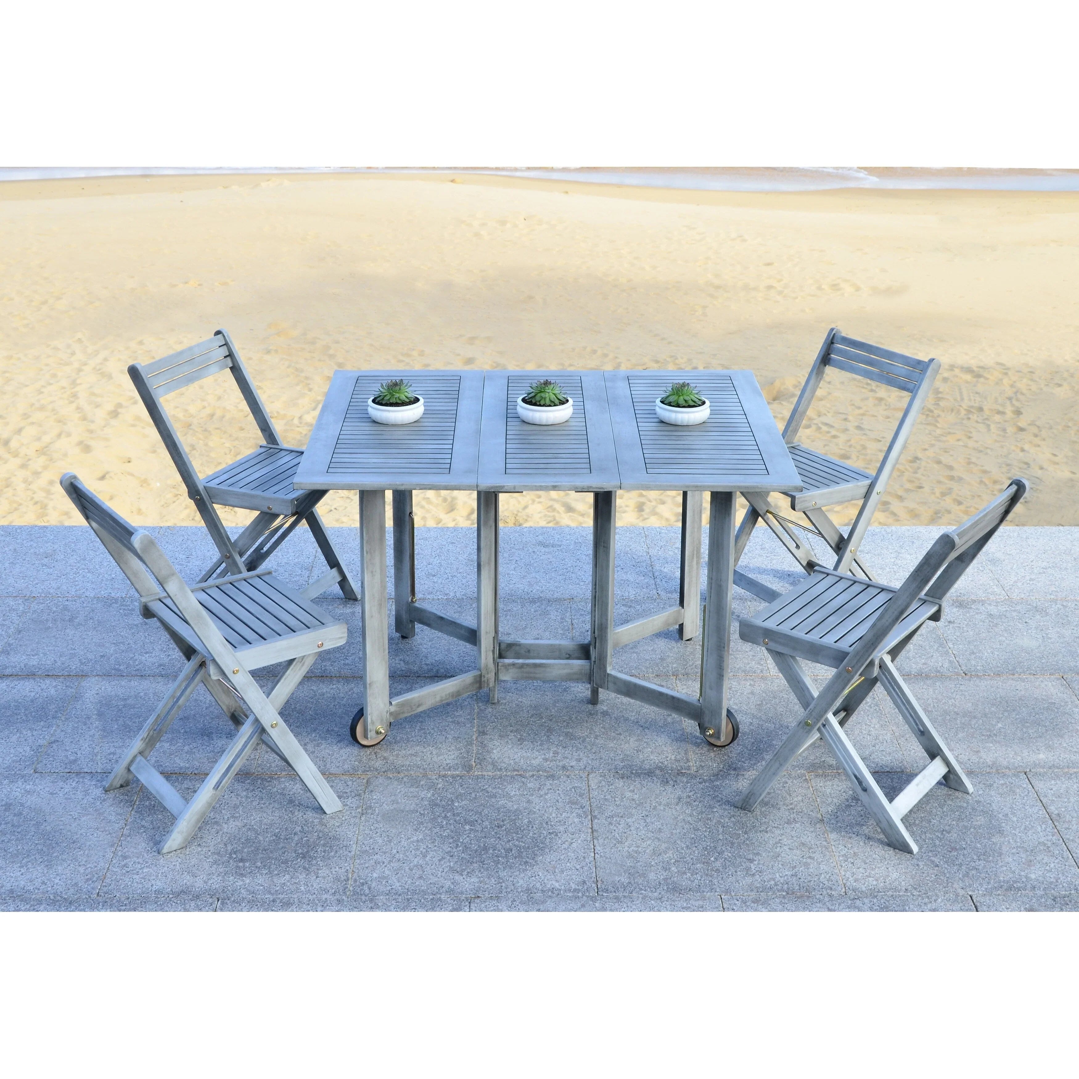 SAFAVIEH Outdoor Brandy 5-teiliges Outdoor-Esstisch-Set – 43Bx35Tx29H
