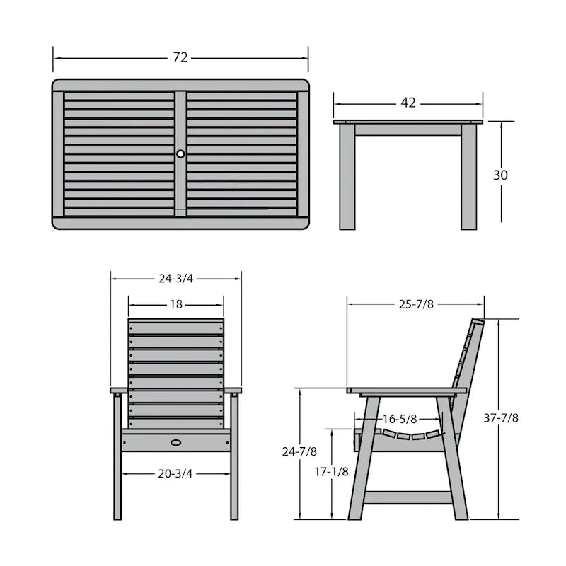 HIGHWOOD PROFESSIONAL 7-teiliges Outdoor-Esszimmer-Set 42x72
