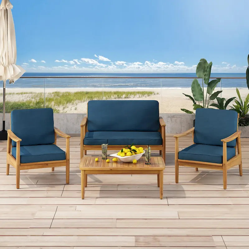 Willowbrook Outdoor Akazienholz 4-Sitzer Lounge-Set von Christopher Knight Home