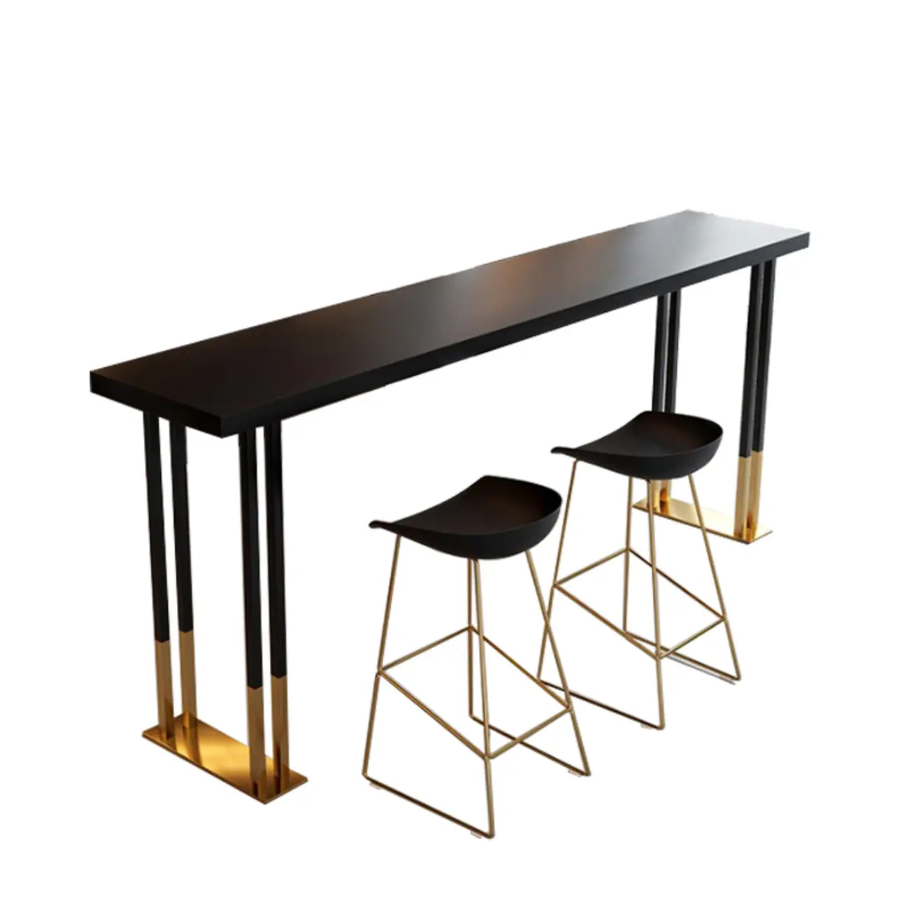Rechteckiger Bartisch aus Luxusholz mit goldenem Kufengestell für Esszimmer