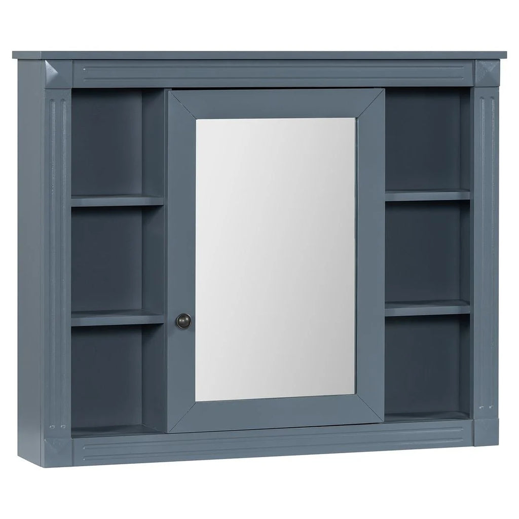 Moderner 36'' Badschrank mit Aufsatzwaschbecken und Spiegelschrank, 2 Türen und 2 Schubladen
