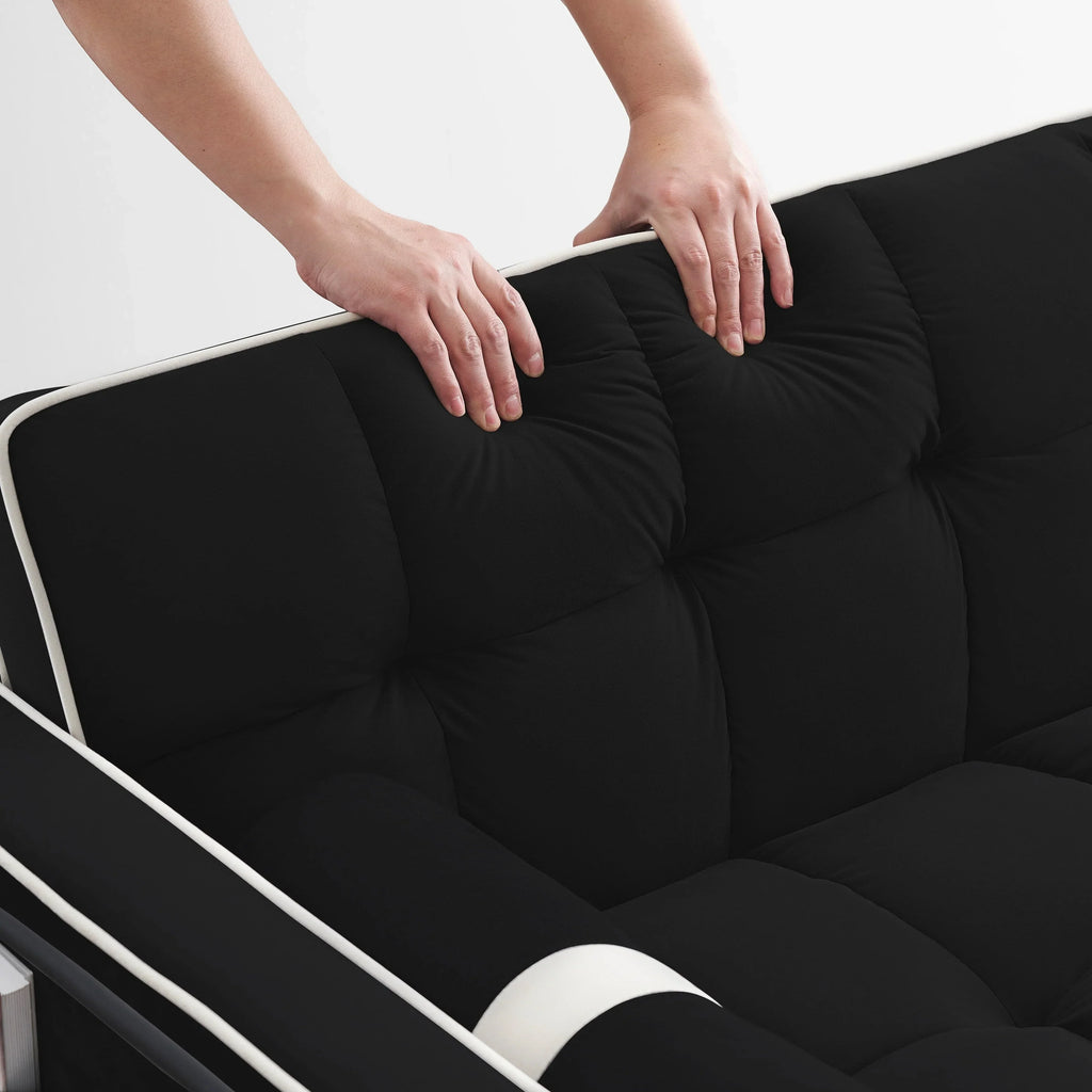 Samt-Schlafsofa zum Umbauen, 140 cm, 2-Sitzer, mit Ausziehbett, verstellbarer Rückenlehne, Seitentaschen und Handyhalterung