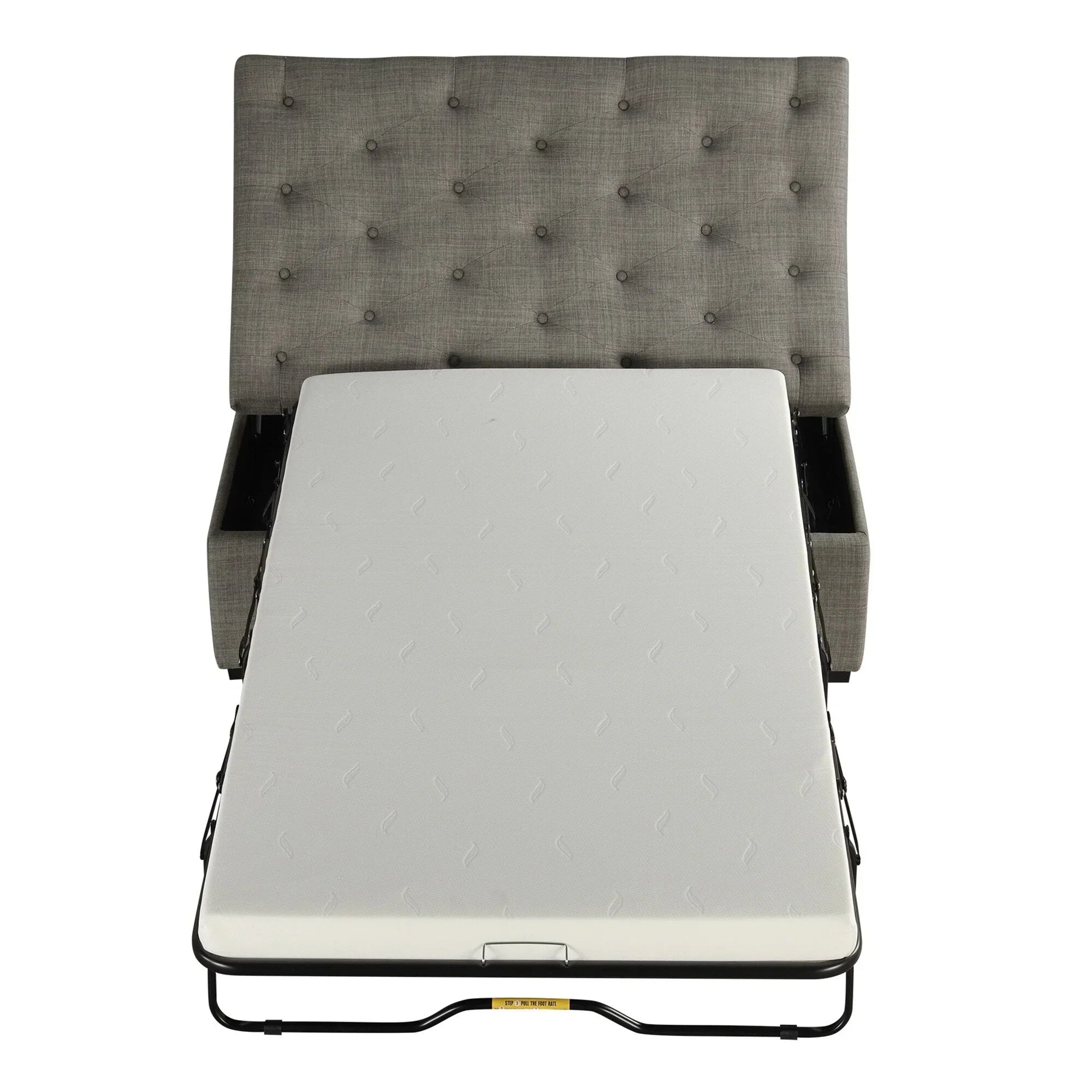 Klappsofa, 126 cm breiter Ottoman mit Klappsofa, wandelbarer Ottoman-Schlafsessel mit Memory-Matratze und getuftetem Design