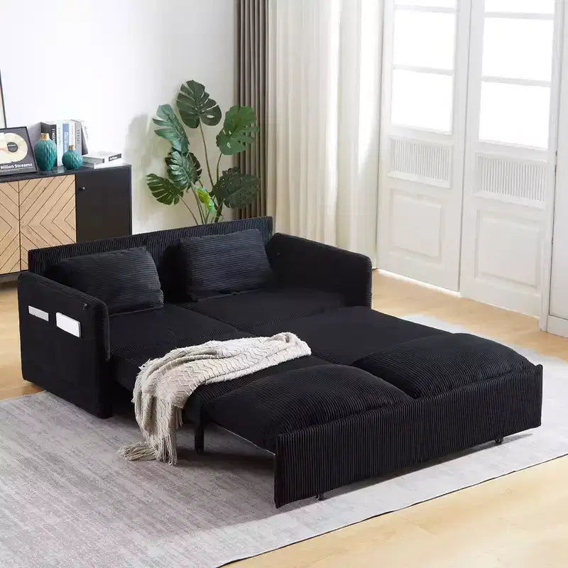 64.5 3-in-1 Schlafsofa aus Kord mit Ausziehbett