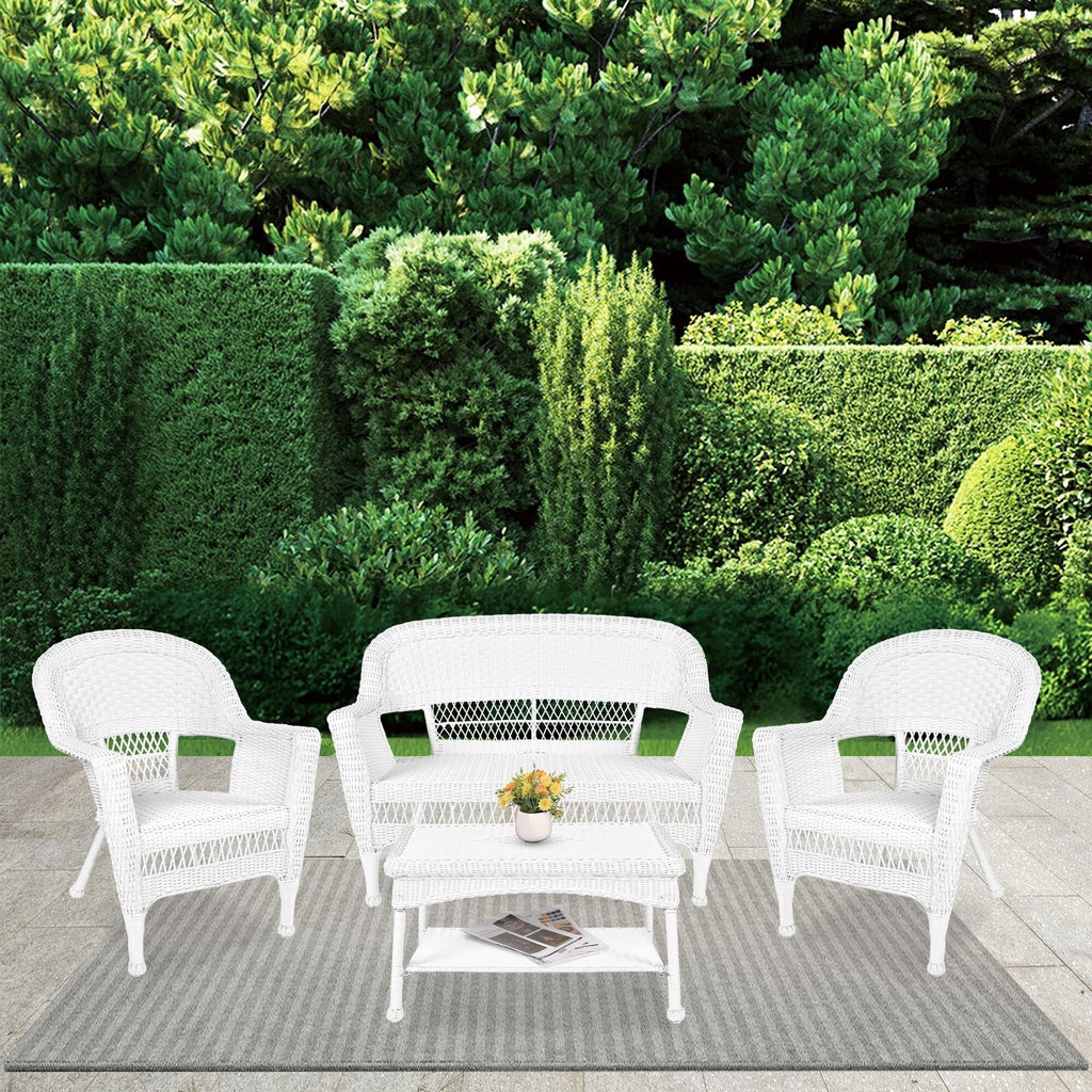 4-teiliges Loungeset aus Polyrattan für den Außenbereich