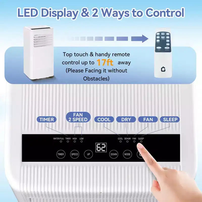 Flarhetoric Mobile Klimaanlagen, 10000 BTU Kühlen/Ventilator/Entfeuchten 3-IN-1 Mobiles Klimagerät für Räume bis 52 m², Geräte für geräuscharme Zimmer