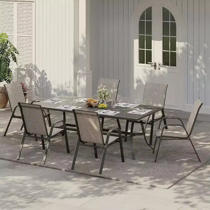 Terrassenstühle, stapelbare Outdoor-Esszimmerstühle, 4er-/6er-Set, wetterfeste, leichte Textilene-Outdoor-Stühle mit Armlehnen für Garten und Pool