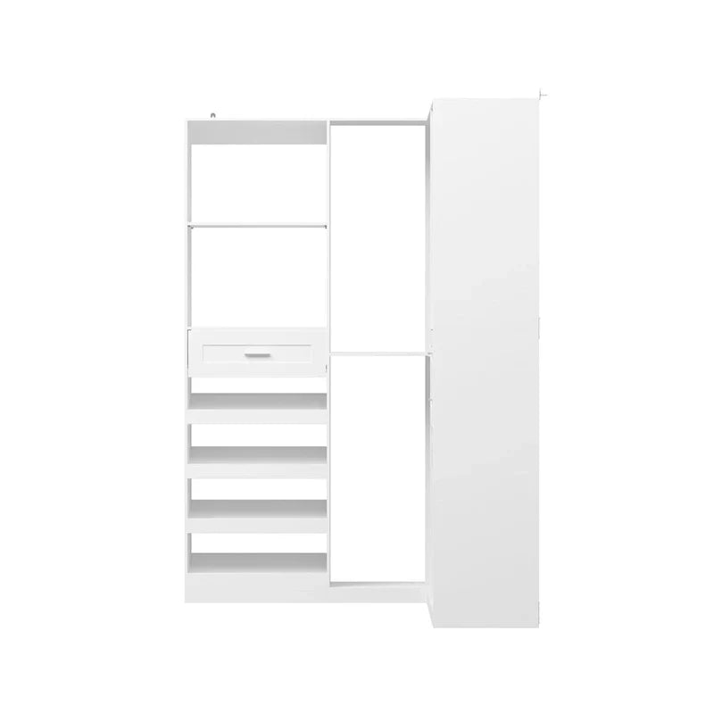 Eckkleiderschrank mit 2 Kleiderstangen, Hosenhalter und Schuhaufbewahrung