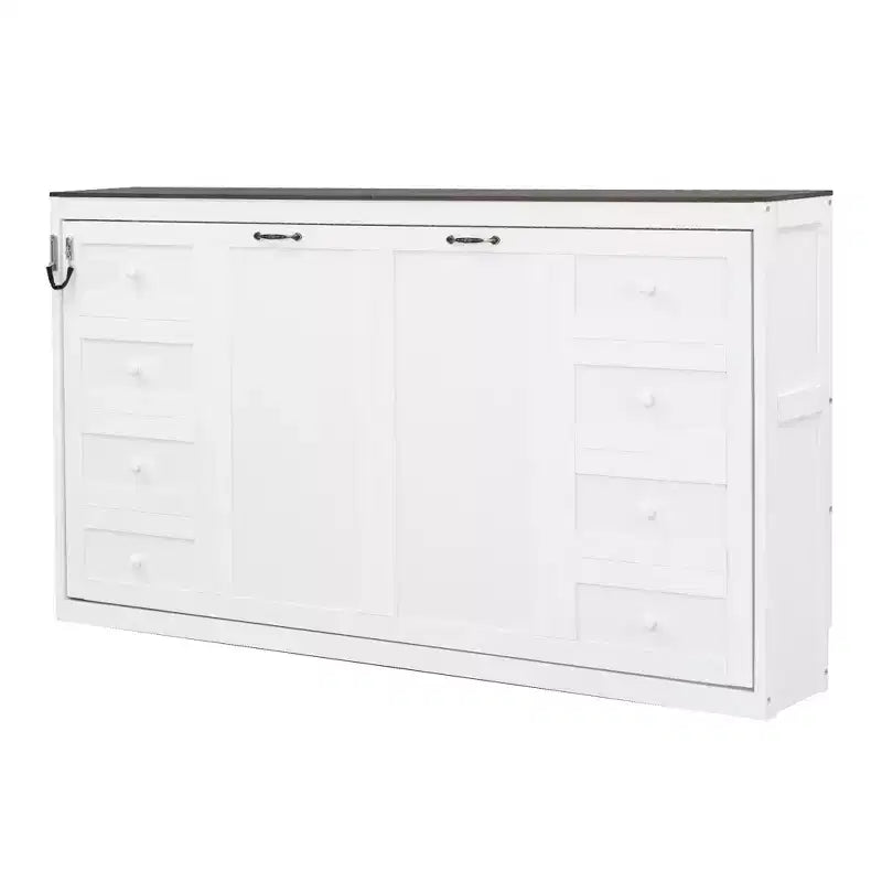 Doppelbett Murphy-Bett mit LED-Beleuchtung, kann in einen Schrank umgewandelt werden, Verstecktes Wandbett-Schrank für Gästezimmer