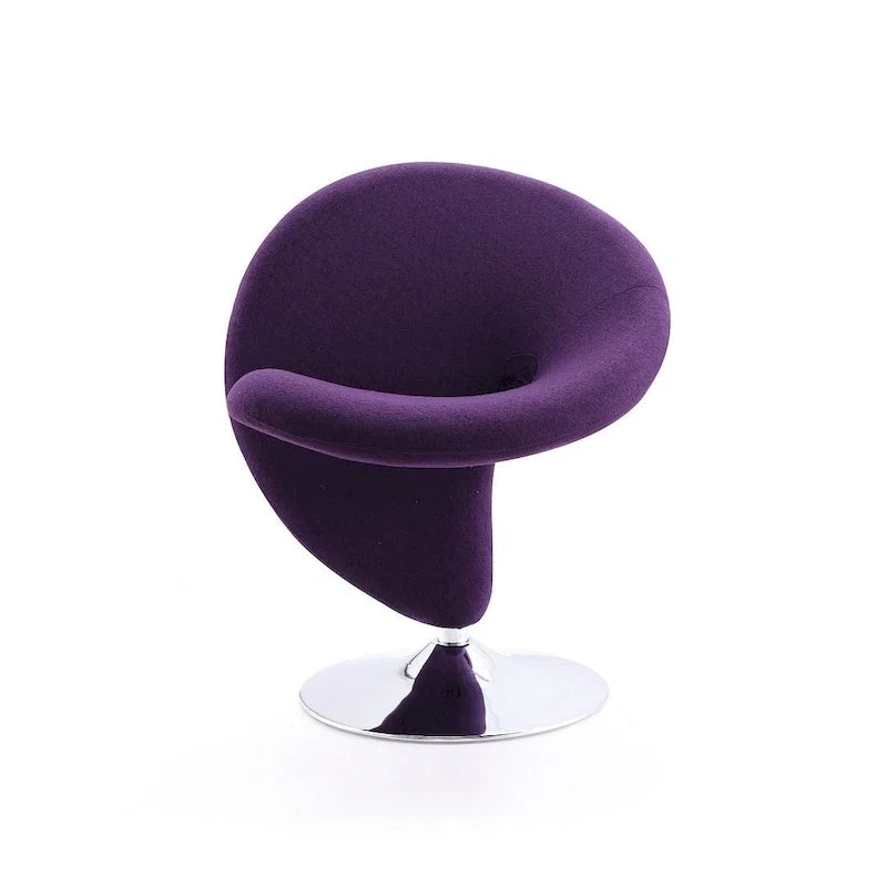 Manhattan Comfort Curl Akzentsessel mit Drehfunktion, Wollmischung und Chrom (2er-Set)