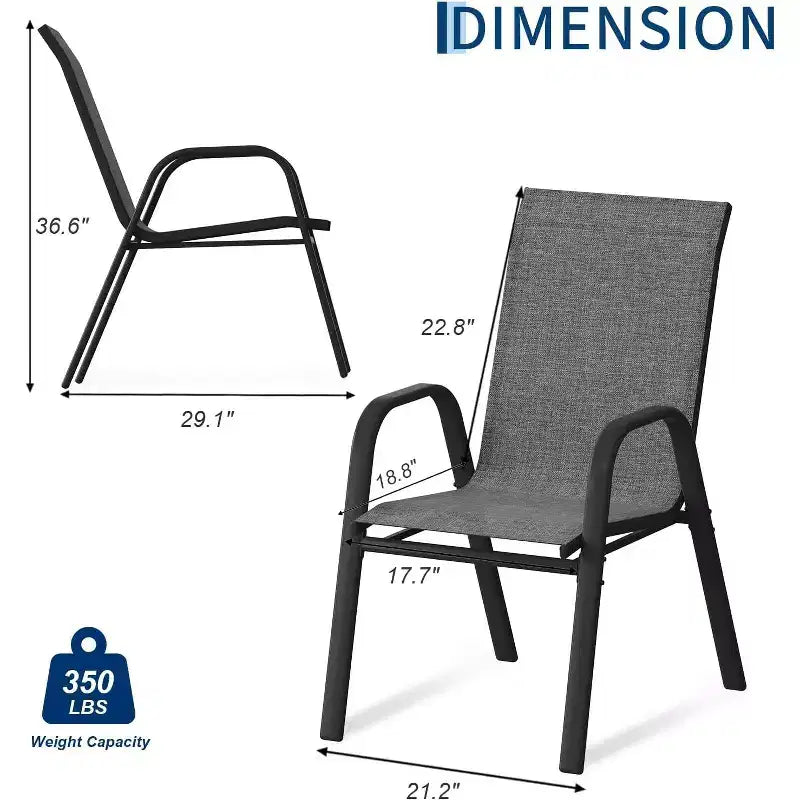 Terrassenstühle, stapelbare Outdoor-Esszimmerstühle, 4er-/6er-Set, wetterfeste, leichte Textilene-Outdoor-Stühle mit Armlehnen für Garten und Pool