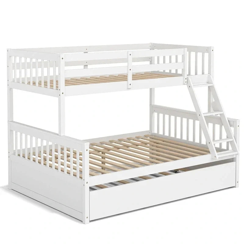 Gymax Etagenbett Twin über Full mit Twin-Ausziehbett, umwandelbar zur Plattform