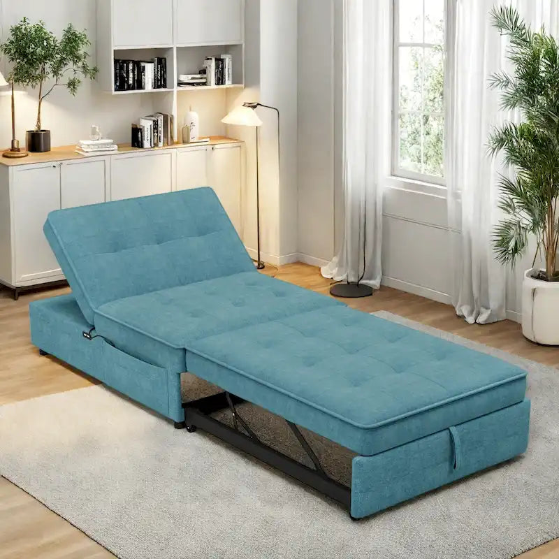 72.5 Leinen 4-in-1 3-Sitzer Schlafsofa mit 5-fach verstellbarer Rückenlehne und Aufbewahrungstasche