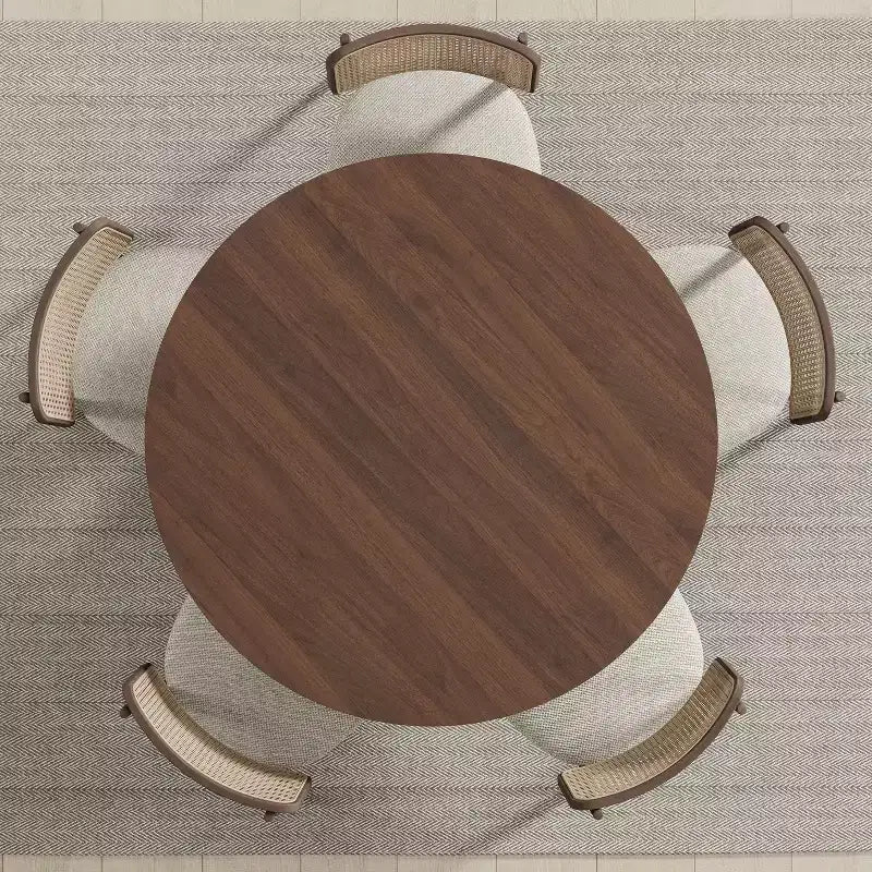 PexFix 45 x 45 runder Esstisch aus Massivholz mit Walnuss-Finish und eleganten gewölbten Beinen für moderne Esszimmer & Küchen