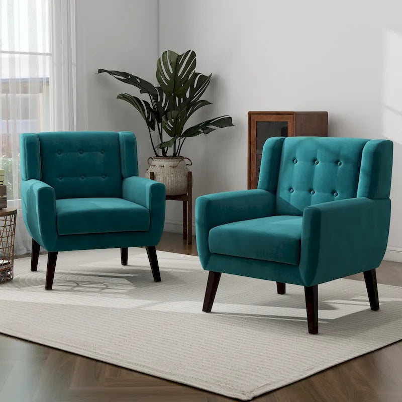 2er-Set Samt-Akzentsessel für Wohnzimmer, Polstersessel