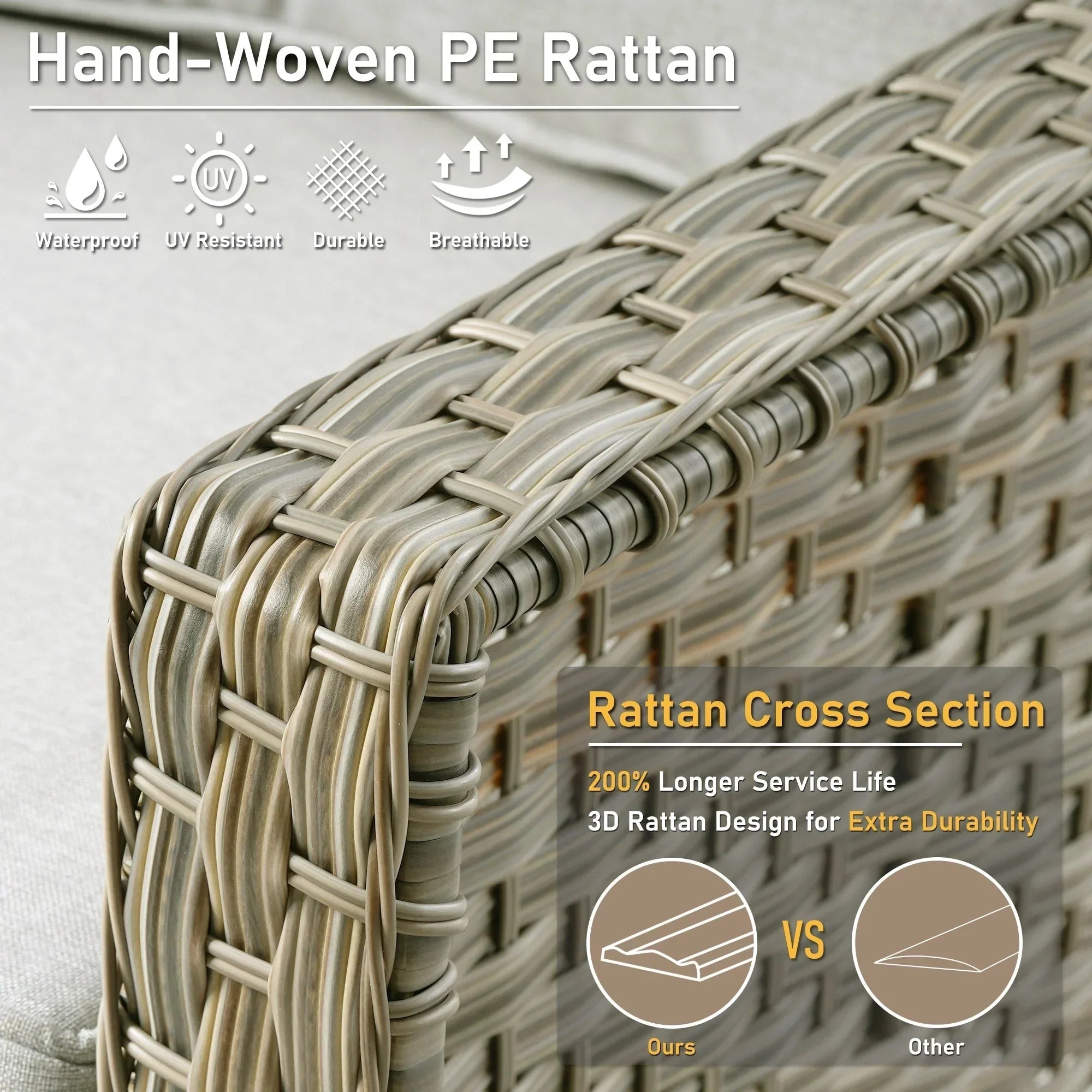 HOOOWOOO 2-teiliges Gartenmöbelset aus Rattan mit hoher Rückenlehne