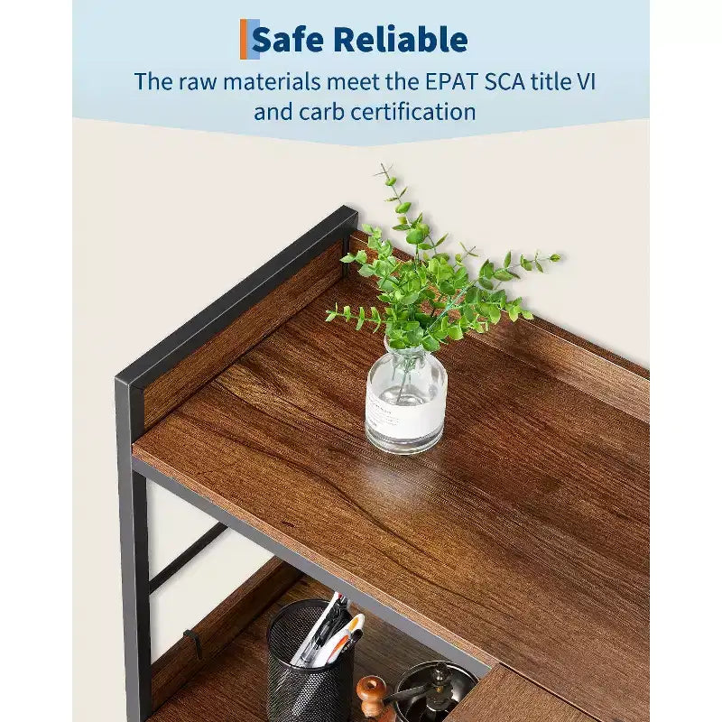 5-stufiges Eckregal in L-Form, 65 Industrieregal aus Holz und Metall (Rustikales Braun), wendbarer Stauraum für Wohnzimmer, Schlafzimmer und Home Office
