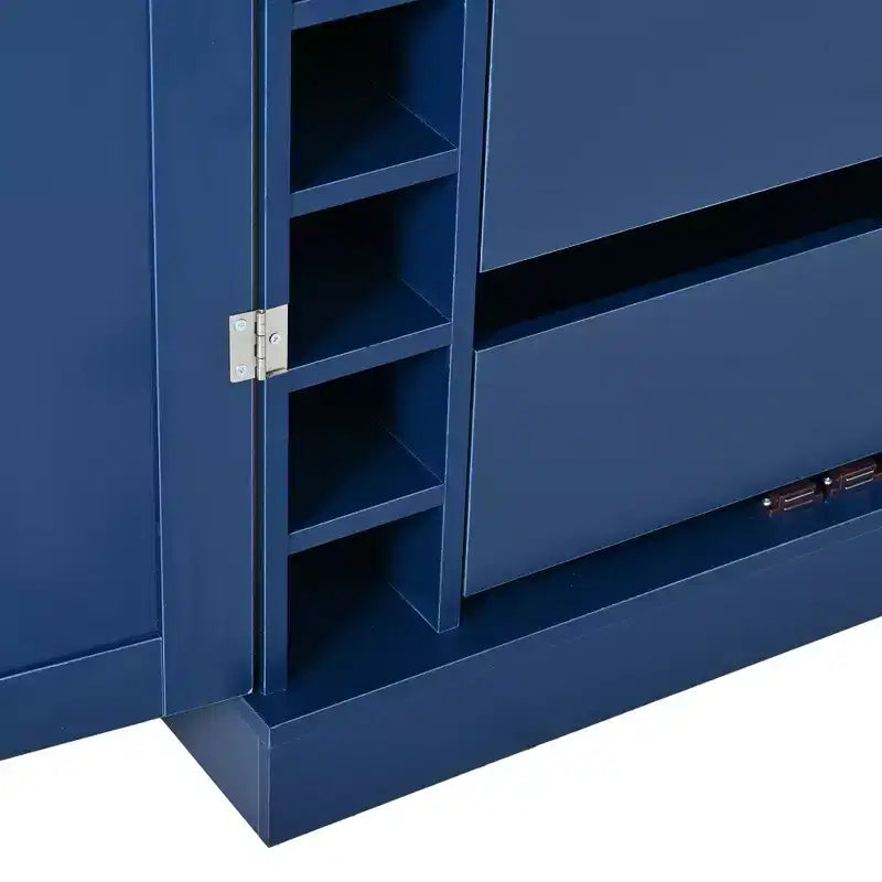 77H Freistehender Küchenschrank, Bauernhaus-Vorratskammer mit verstellbaren Einlegeböden, Türablagen, Schubladen und Weinregalen – ModernLuxe
