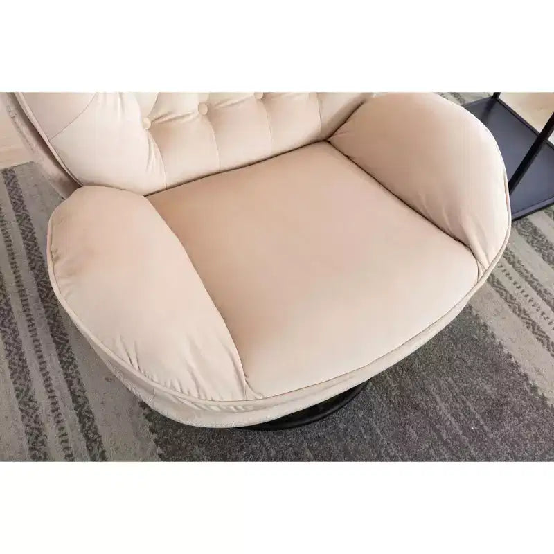 Okak Samt-Akzentsessel mit Ottoman, moderner Armloser Sessel im Mid-Century Stil für das Wohnzimmer, weicher bequemer Sessel zum Fernsehen, Gaming