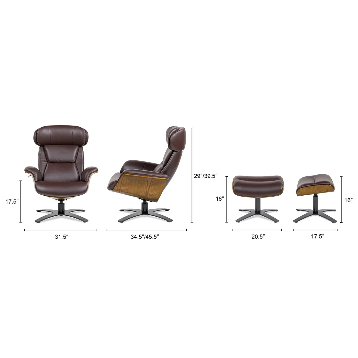Jovan 31.5 Echtleder Relaxsessel mit Ottoman