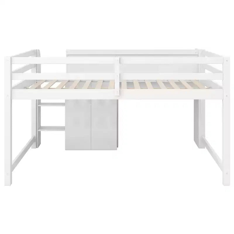 Niedriges Hochbett in Pink/Weiß mit Schreibtisch, Stauraum & Whiteboard – Einzelbett, 1 Person