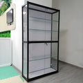 Zeitgenössische rechteckige Vitrine aus schwarzem Glas