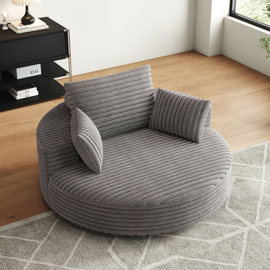 Einzelsessel aus Kord-Chenille-Schaumstoff, drehbar
