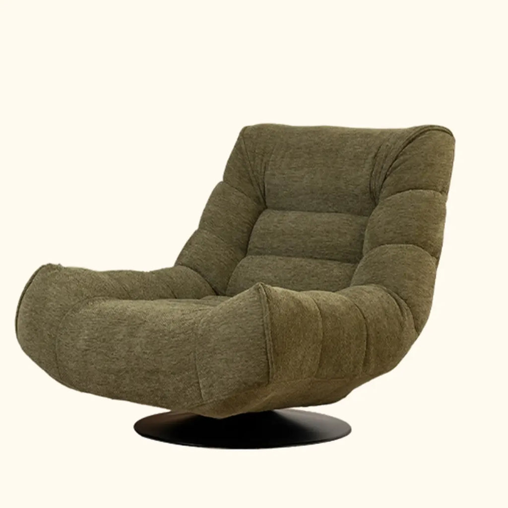 Gelber Chenille-Akzentsessel mit Fransen und Drehfunktion